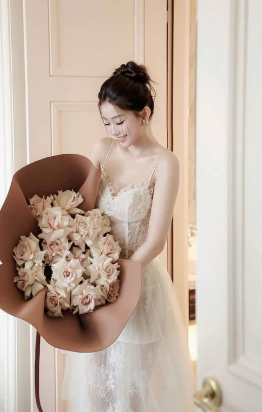 Cream Lace Tiered Dress