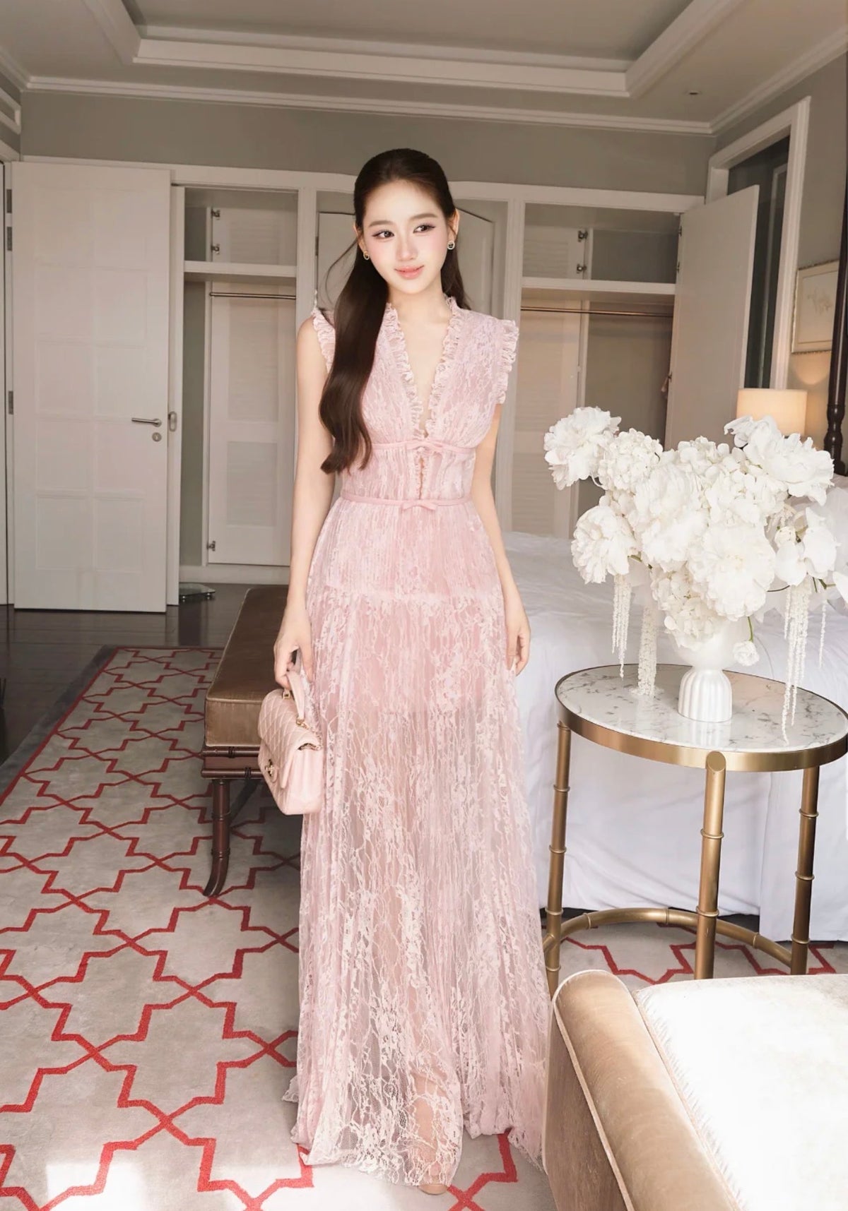 Rosewater Lace Maxi Dress