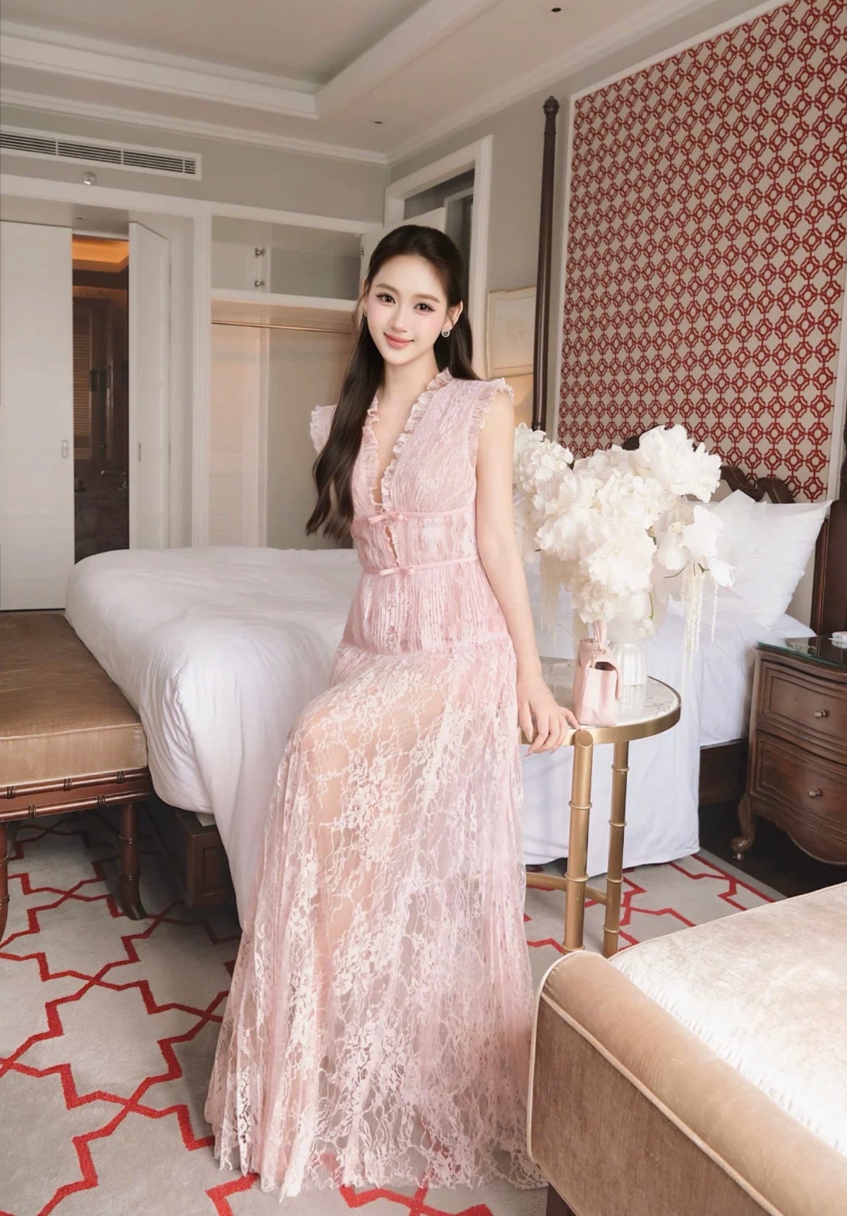 Rosewater Lace Maxi Dress