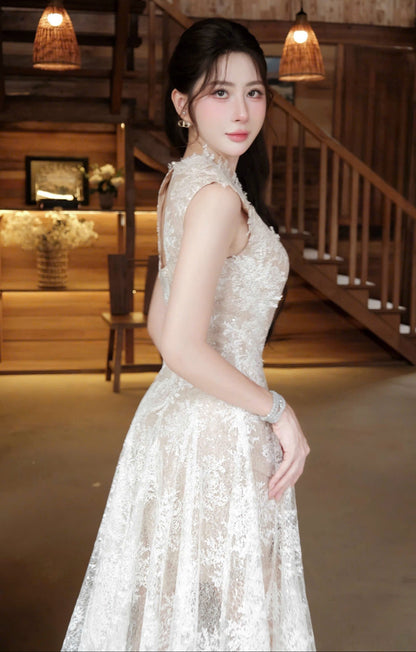 Ivory Snowflake Maxi Dress