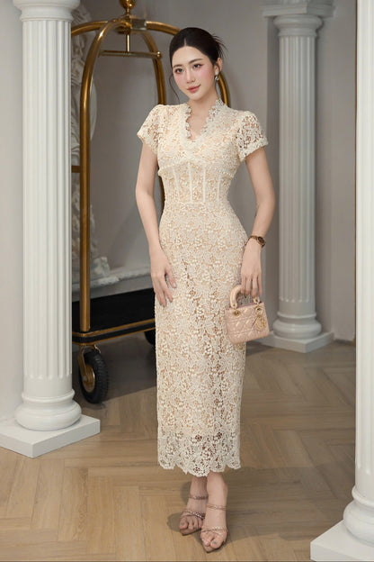 Celeste Floral Lace Gown
