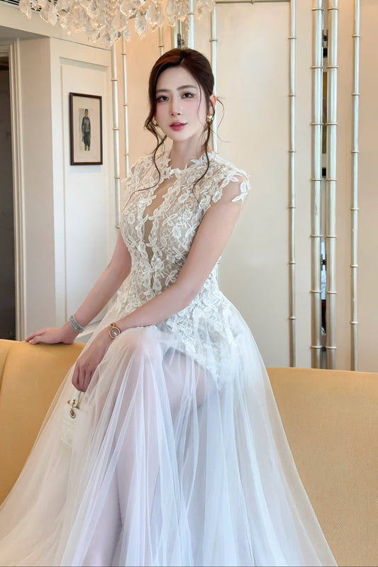 3D Blossom Tulle Maxi Dress